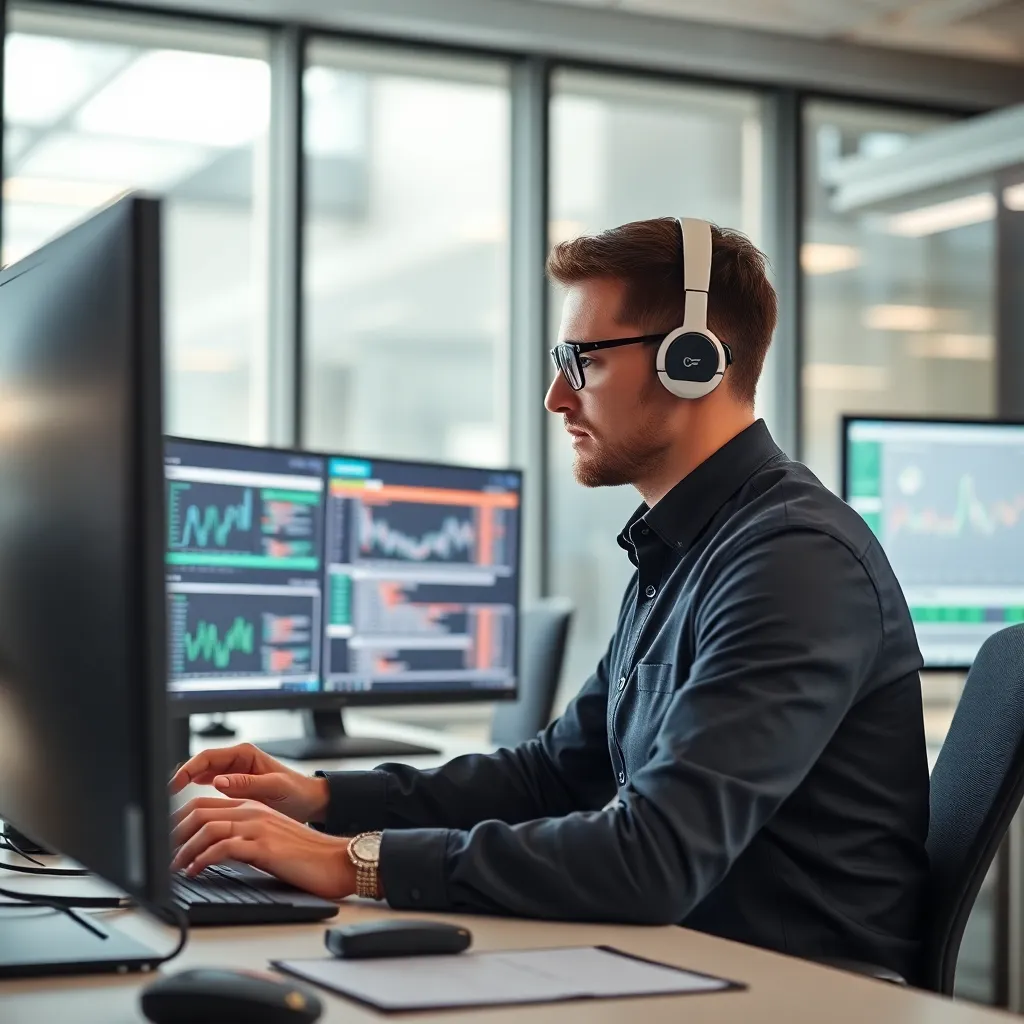 Professional die werkt met geavanceerde digitale technologie