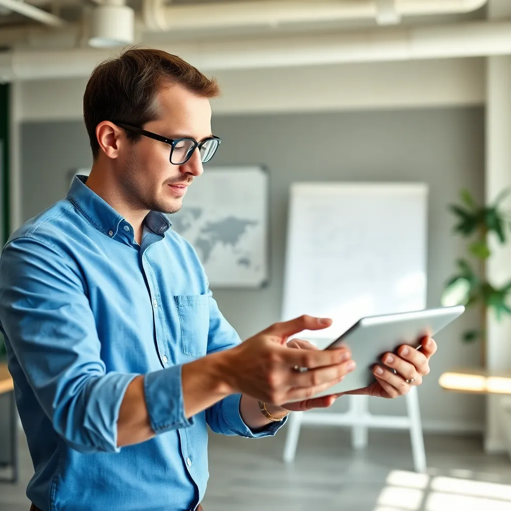 Freelancer die werkt op laptop in moderne werkruimte